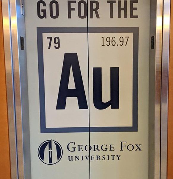 College Signage Elevator Wrap