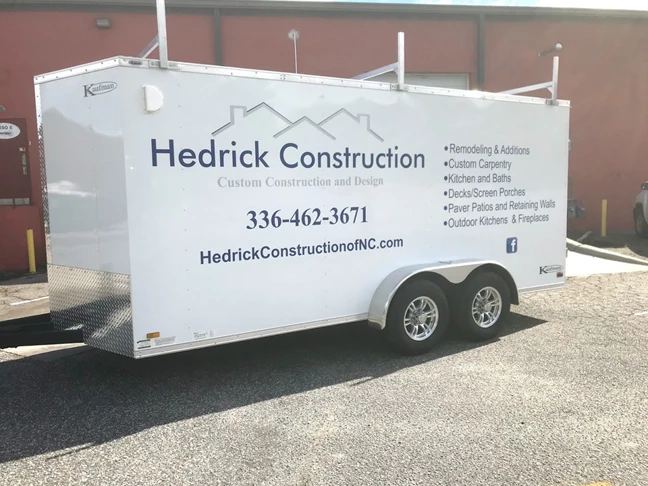 Hedrick Construction Trailer Graphics and Lettering Winston-Salem, NC