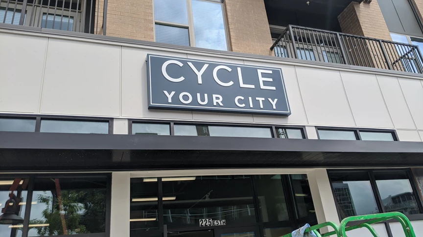 Metal Signs and Displays for Cycle Your City located in downtown Winston-Salem