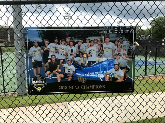 Aluminum Championship Fence Sign for Wake Forest University Tennis Stadium