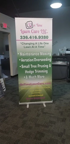 On Time Lawn Care Retractable Banner Clemmons, NC