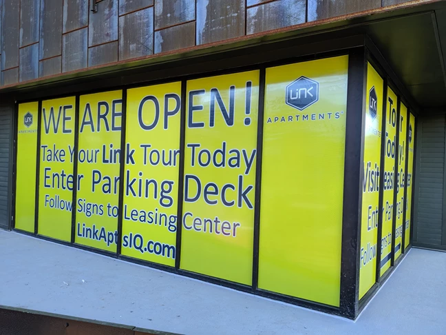 Perforated Window Vision Wraps for Link Apartments in Downtown Winston-Salem, NC