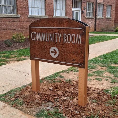 Rustic Post & Panel Signage for Bellevue Mill Apartments